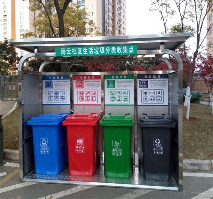 社區不銹鋼垃圾分類回收亭圖片及報價